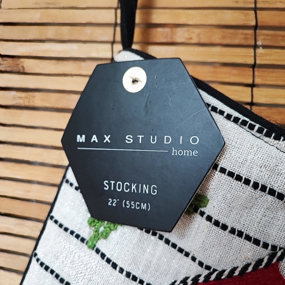 Feliz Navidad Max Studio Christmas Stockings NWT Tufted Felt Silver Thread Lined - Picture 4 of 6